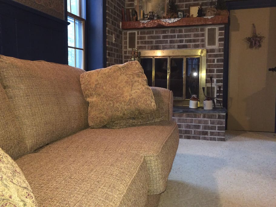 Sitting area in the downstairs of the guest house, your private retreat. Sofa opens to queen size bed.