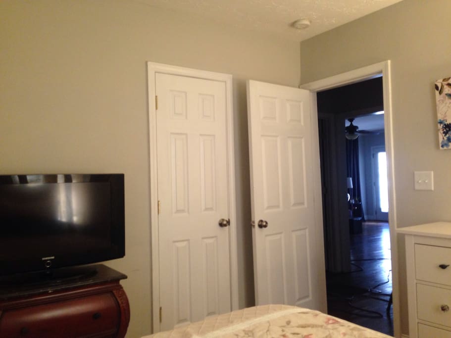 This room is one of three and fairly close to the entrance of the house and directly next to the private bathroom