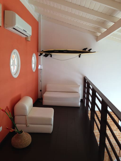 Mezzanino area on the second floor with one dobble and one single sofa bed.