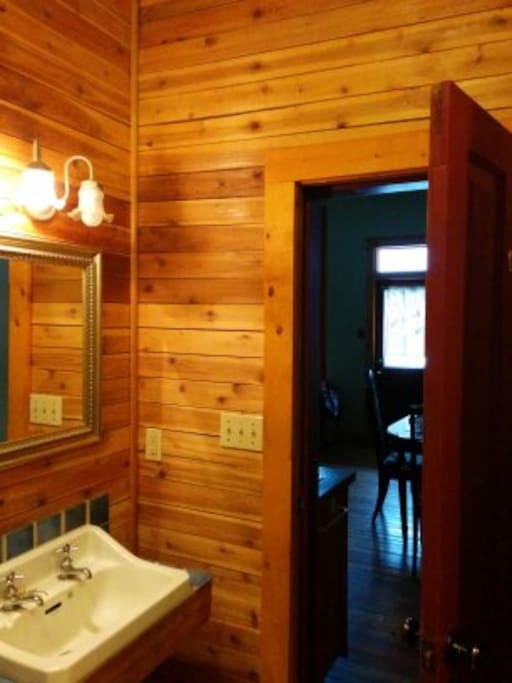 Cedar walled Bathroom