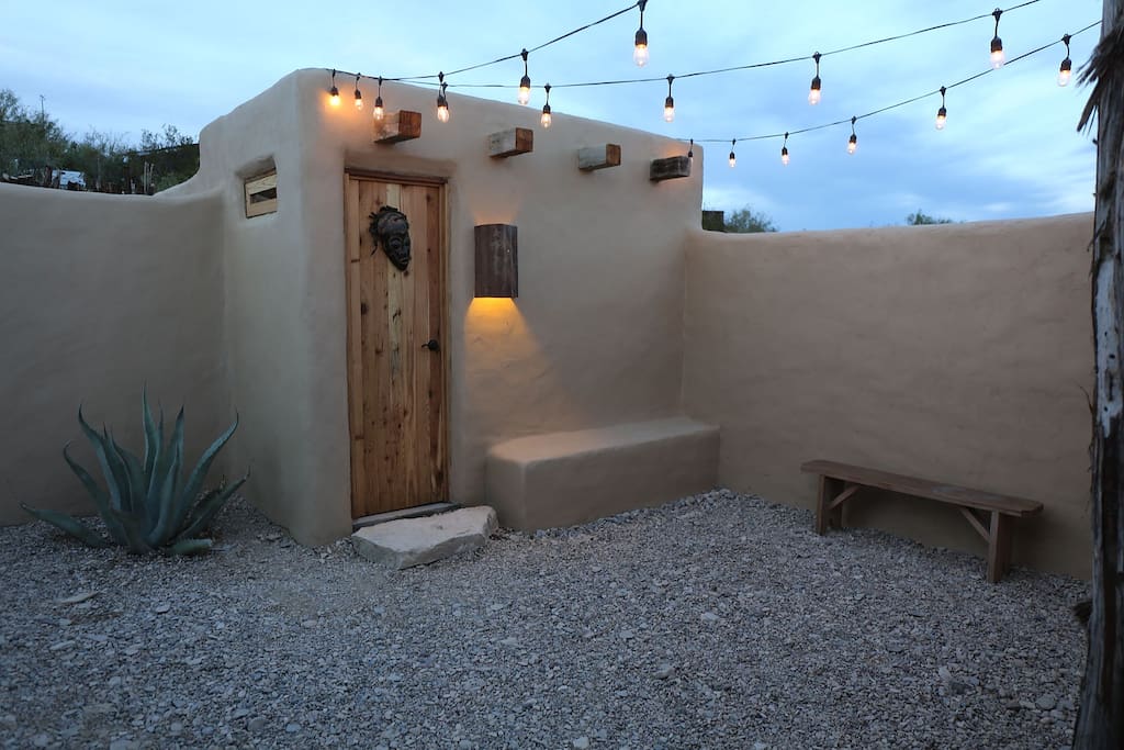 The bathouse - which is detached from both rooms in a private courtyard.