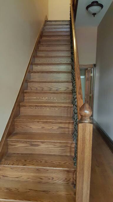 Staircase that leads upstairs.