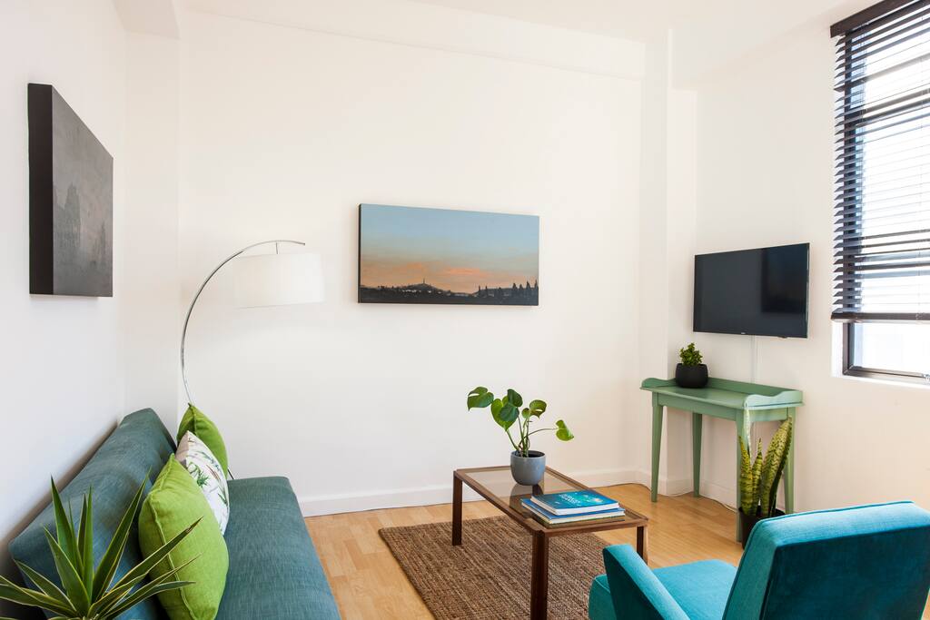 The couch on the left is a sofa bed and is the 2nd bed in the apartment