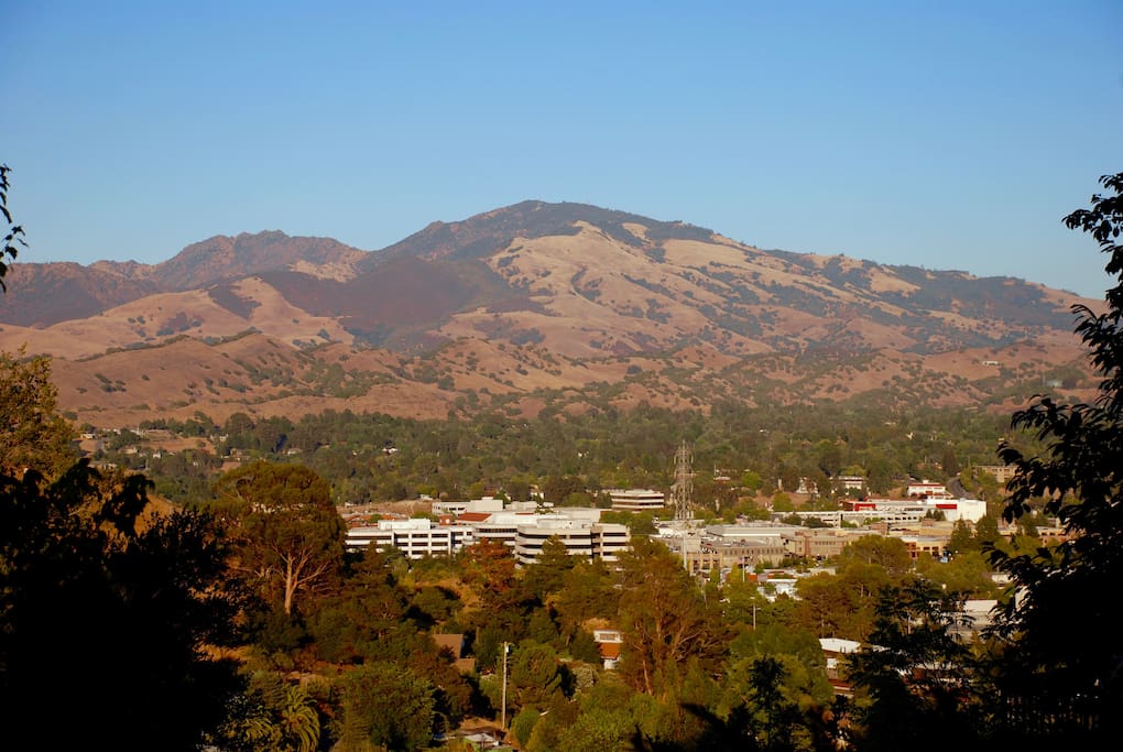 View from our balcony of Mt. Diablo and Walnut Creek.