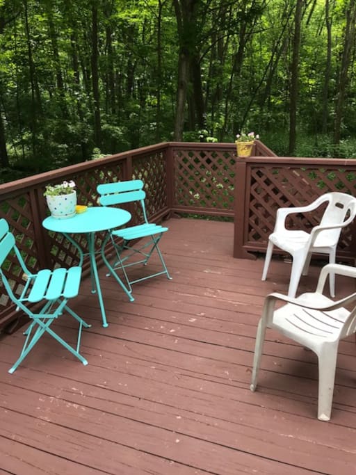 Private deck overlooking Jane Coates Woods