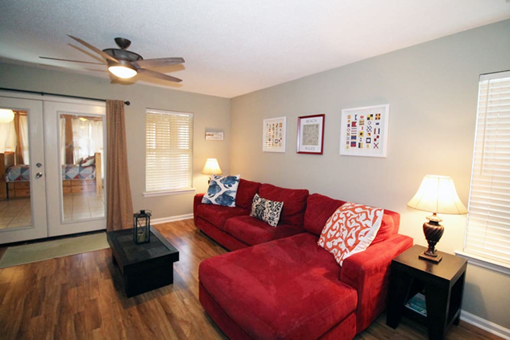 Comfortable Living Room with Flat Panel TV and DVD Player