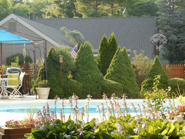 2 Single beds. Nice pool/backyard,  near Six Flags