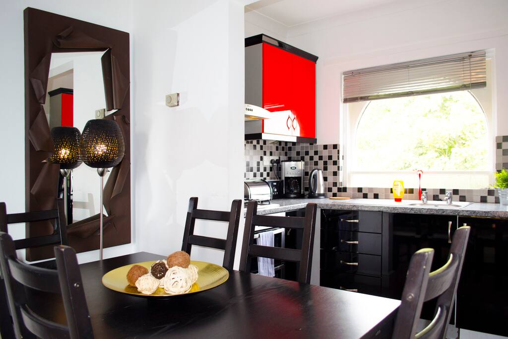 Living room with kitchen corner