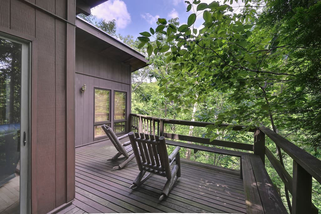 Enjoy views of the Rock Fork Creek from the Zen River Suite's Deck
