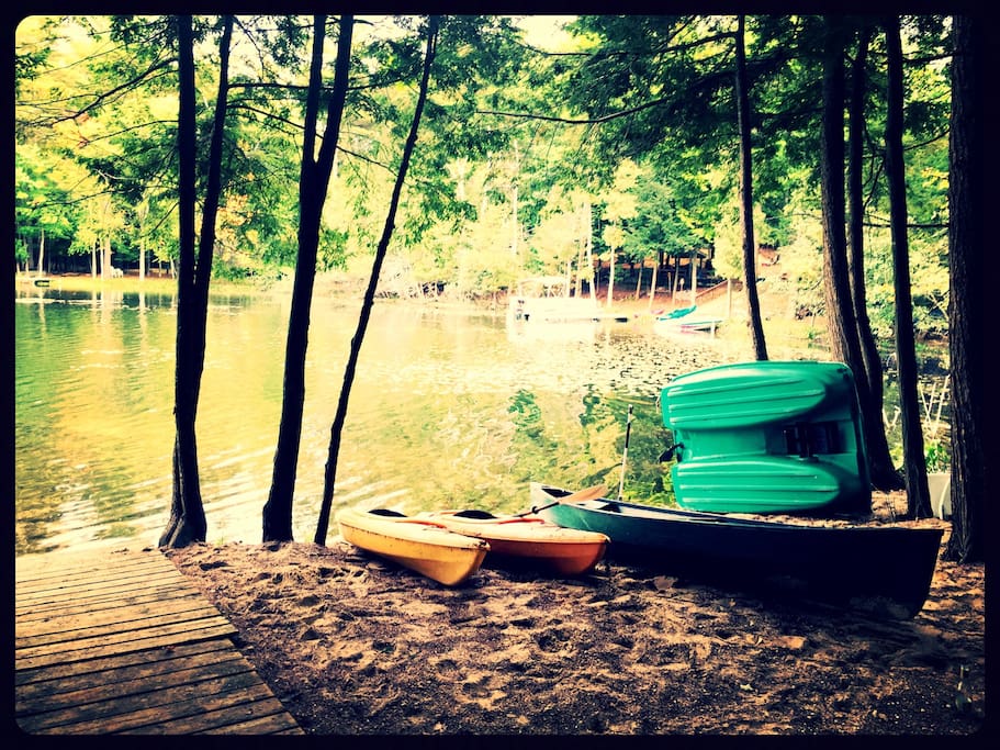 2 kayaks, 1 canoe, 1 paddle boat always available.