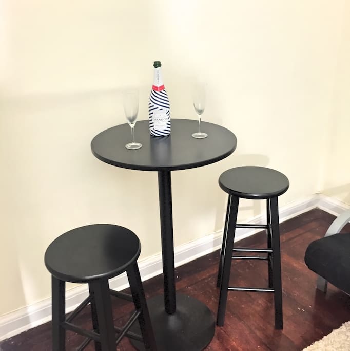 Great place to open a bottle of wine and order in a meal.