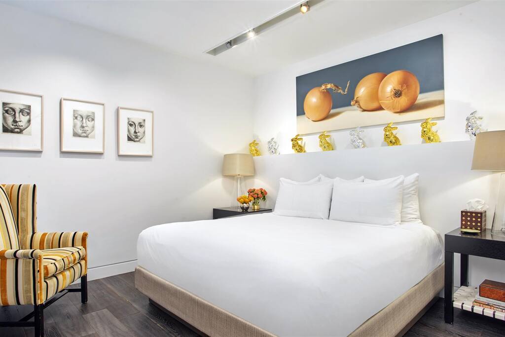 Private bedroom with king size bed.