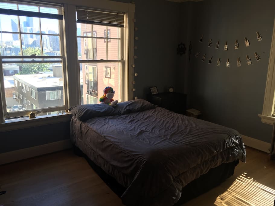 Private room sleeps two, view of downtown