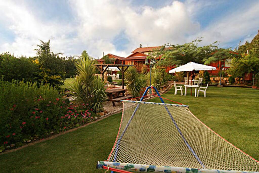 Relax on the hammock in the garden.