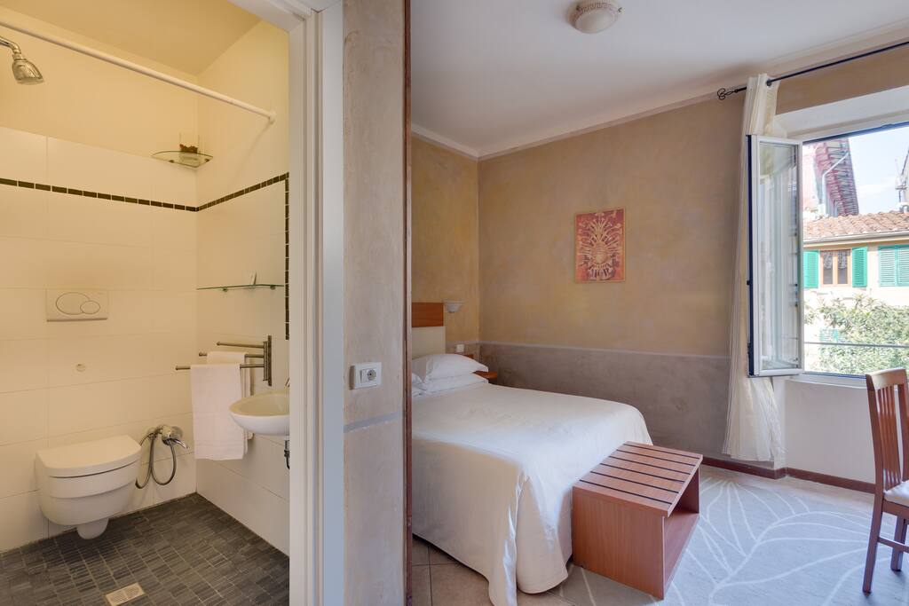 the room and the restroom