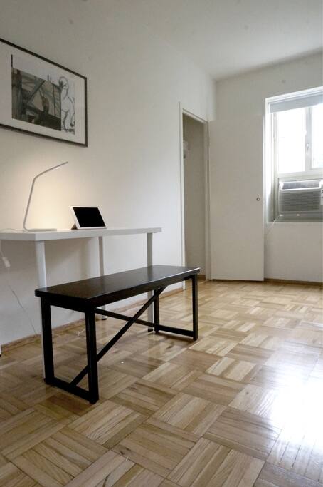 Desk and closet in the room