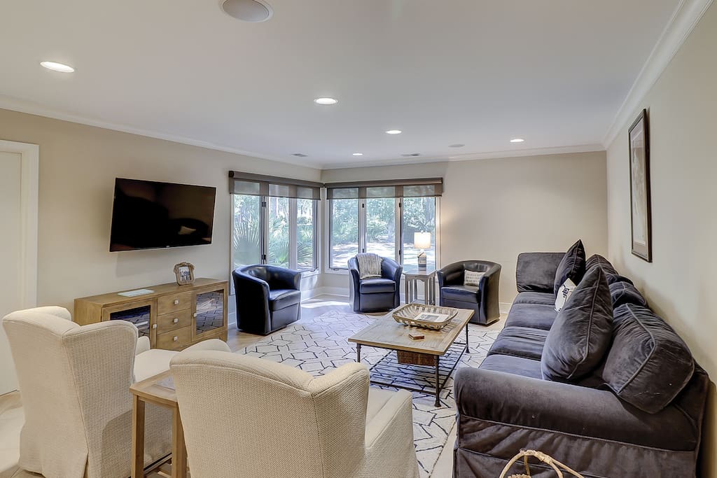 Kick back on the sofa to watch a movie on the 50” TV. Complimentary Wi-Fi is provided.