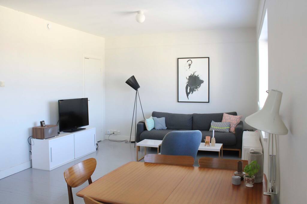 Dining area and living room.