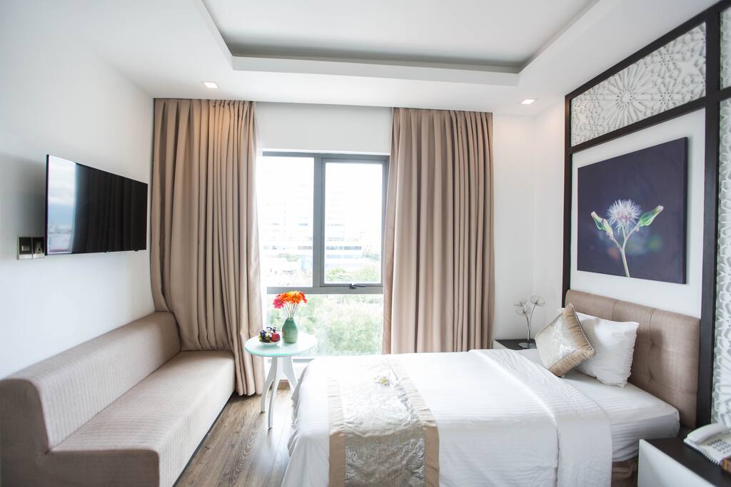 Luxury apartment, from window look out the city view