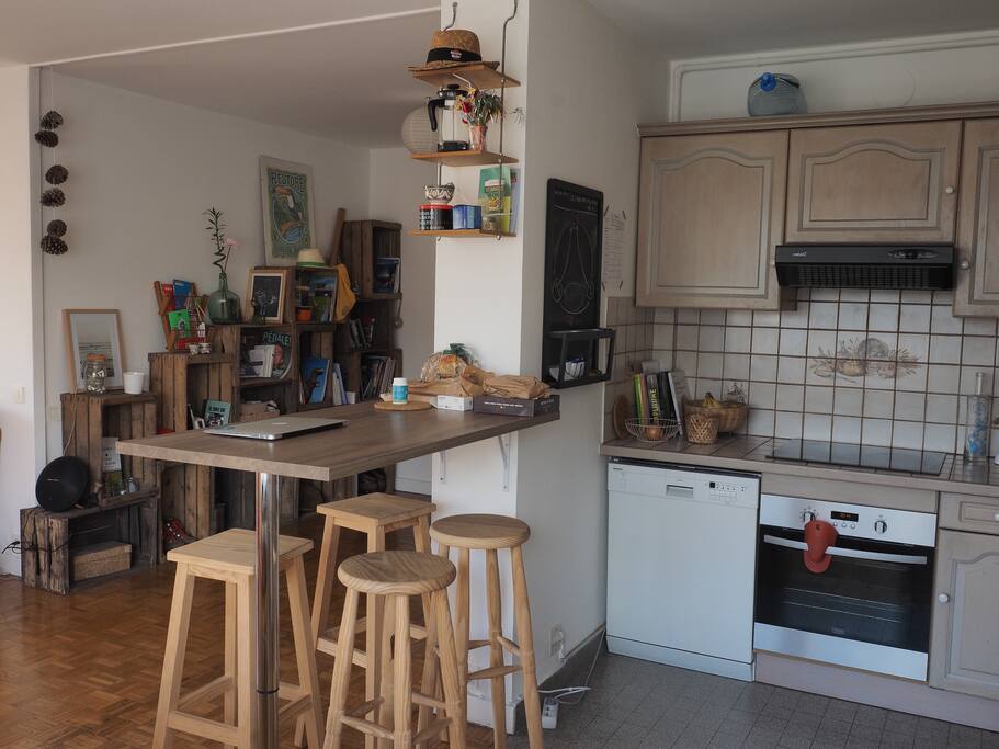 Cuisine ouverte sur le salon