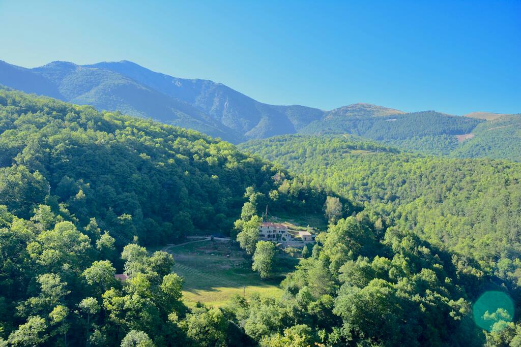 The bergerie is situated on the bottom left of the photo, 200m from the main house