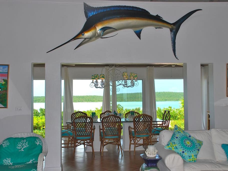 Enjoy Every Meal Overlooking The Indigo Colored Waters of the Bahamas