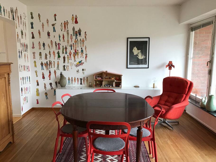 The dining area in the living room