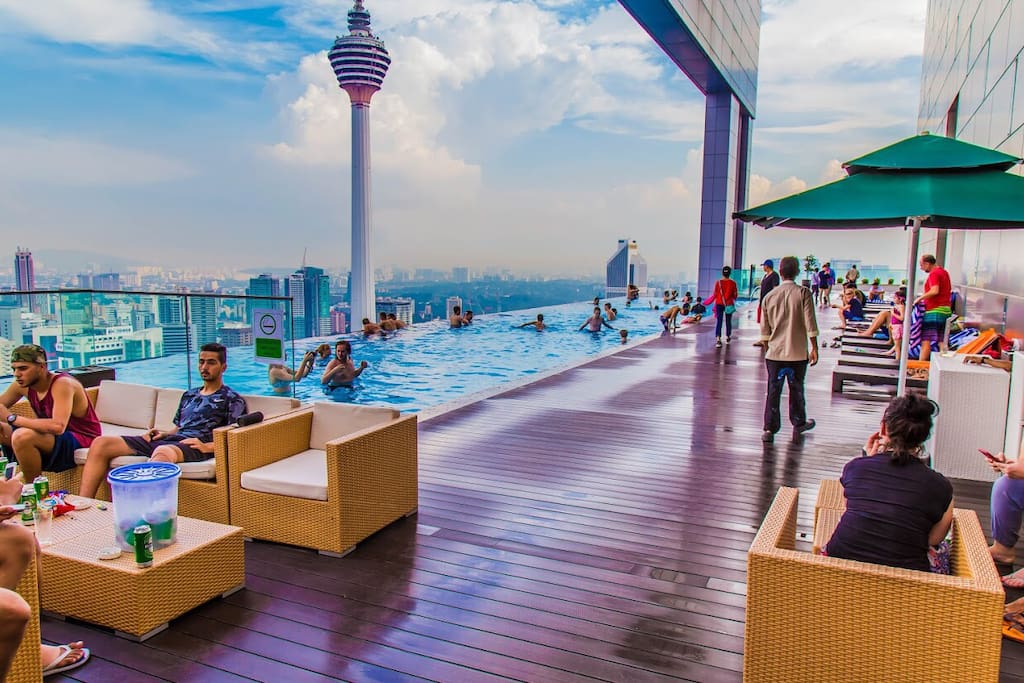 The infinity pool located on the 51st floor offers panoramic views of the Kuala Lumpur's skyline.