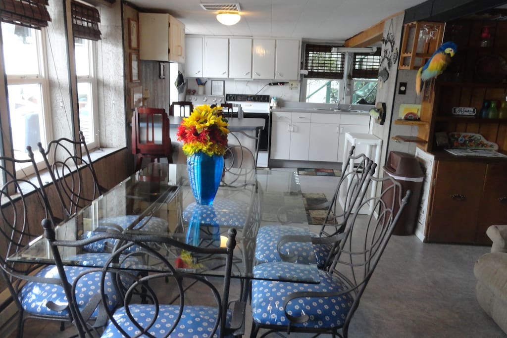 .Large dining table over looking the water
