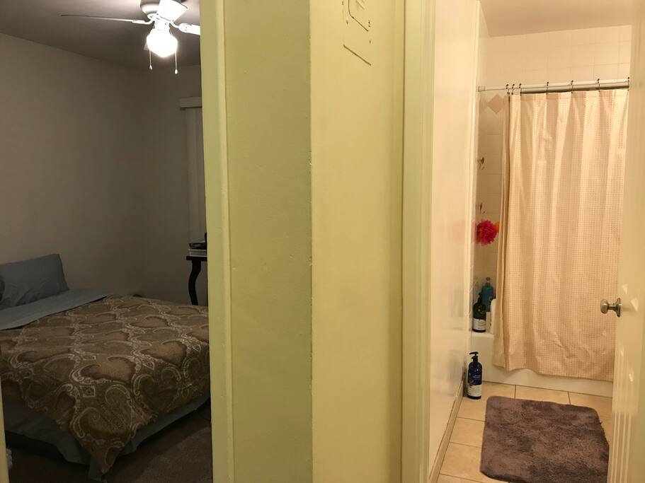 Bedroom with shared bathroom
