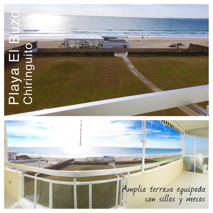 Amplia terraza con ventanal que da al salón