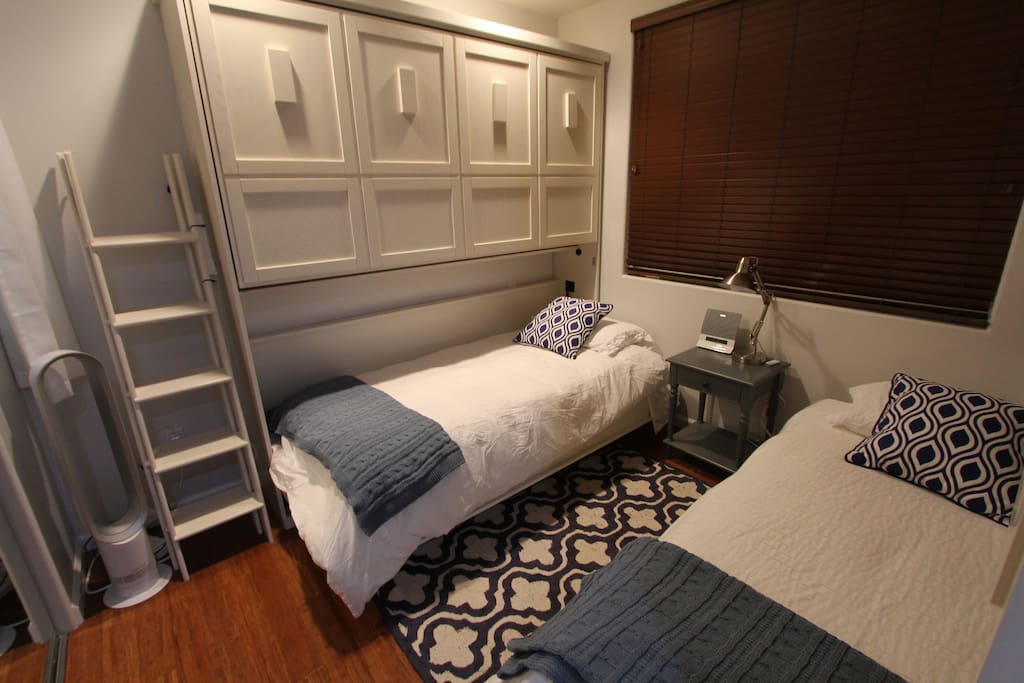 Folding bunk beds, with comfortable Twin and Twin Long Beds, sleeps up to 4.
