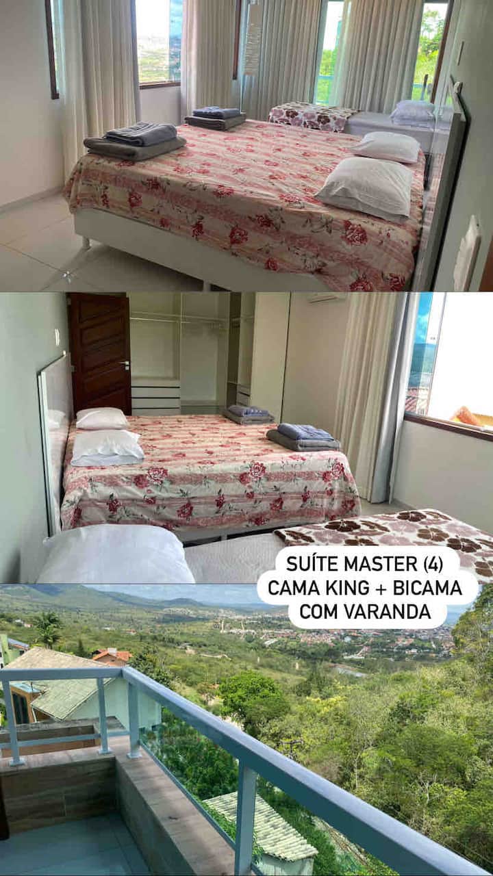 Супериорна стая Master Suite, с анти - стая, балкон , телевизор, климатик, двойно легло king size, единична бикама и апартамент . Красива гледка към град Гравата . 