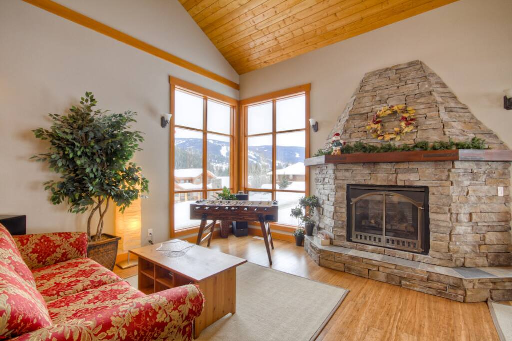 Nice an warm stone fireplace