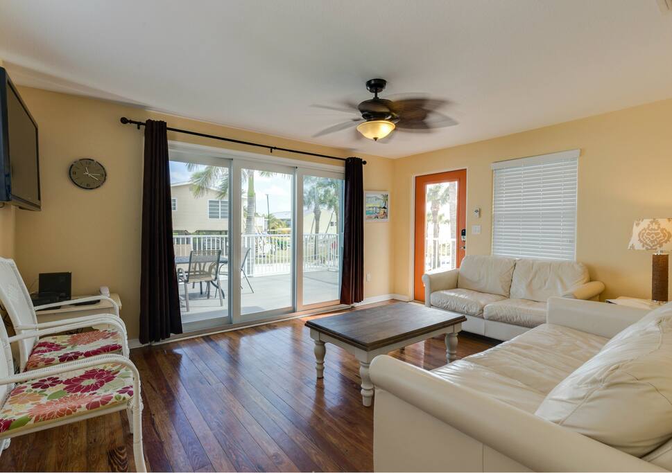 Living room with sleeper sofa, wifi, and TV