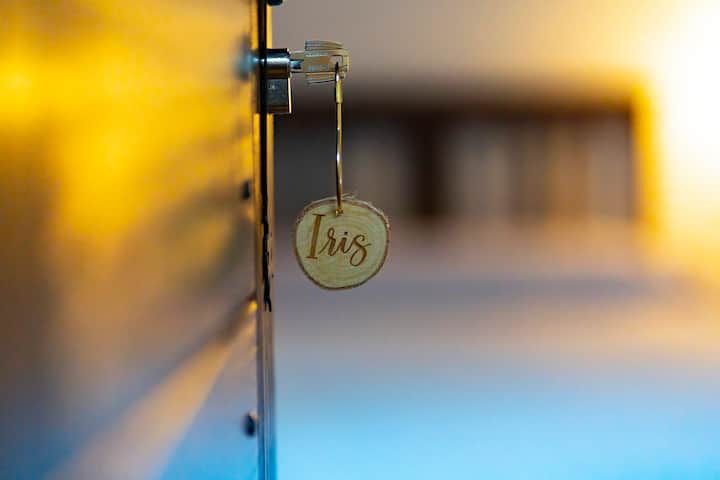 אייריס. המיתולוגיה היוונית מדברת על פרחי אייריס כייצוג של אלה הקשת הקשת שמחברת את העולם הארצי לעולם שמימי. אי אפשר לפספס את נוכחותו של מטאטא שקיווה לפגוש את מי שעזב את הבית.  בחדר השינה הזה יש שתי מיטות נפרדות, ארון קטן, חלון חיצוני ומפתח אישי