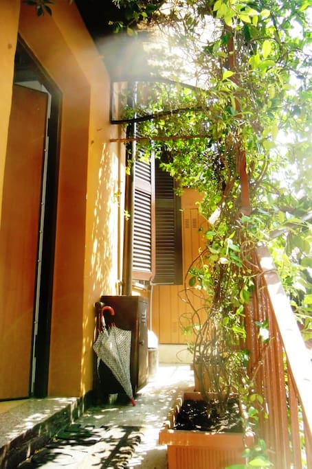 Rustic Balcony with courtyard view