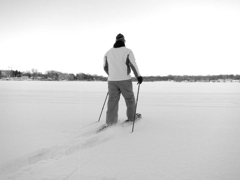 Go Snowshoeing on the frozen Lake during the winter