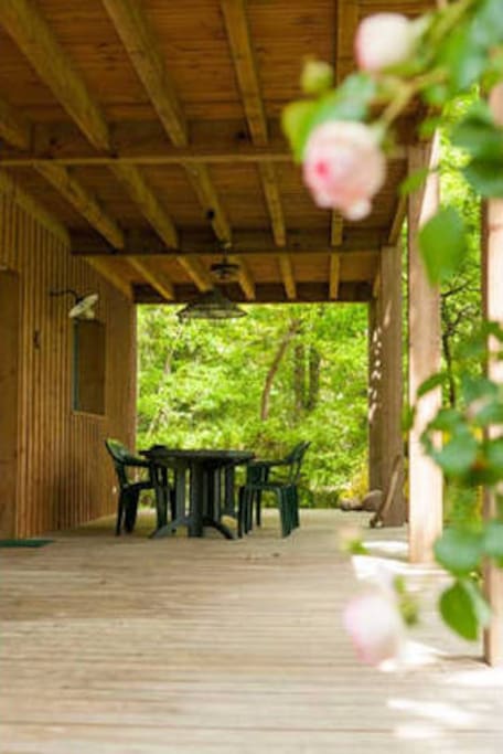 Ground floor terrace with traditional cladding wood