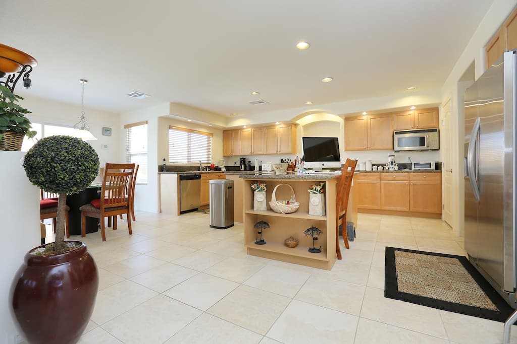 Large spacious kitchen with high end appliances.