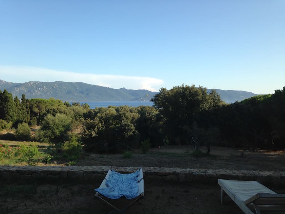 vue mer et golfe Valinco de la terrasse