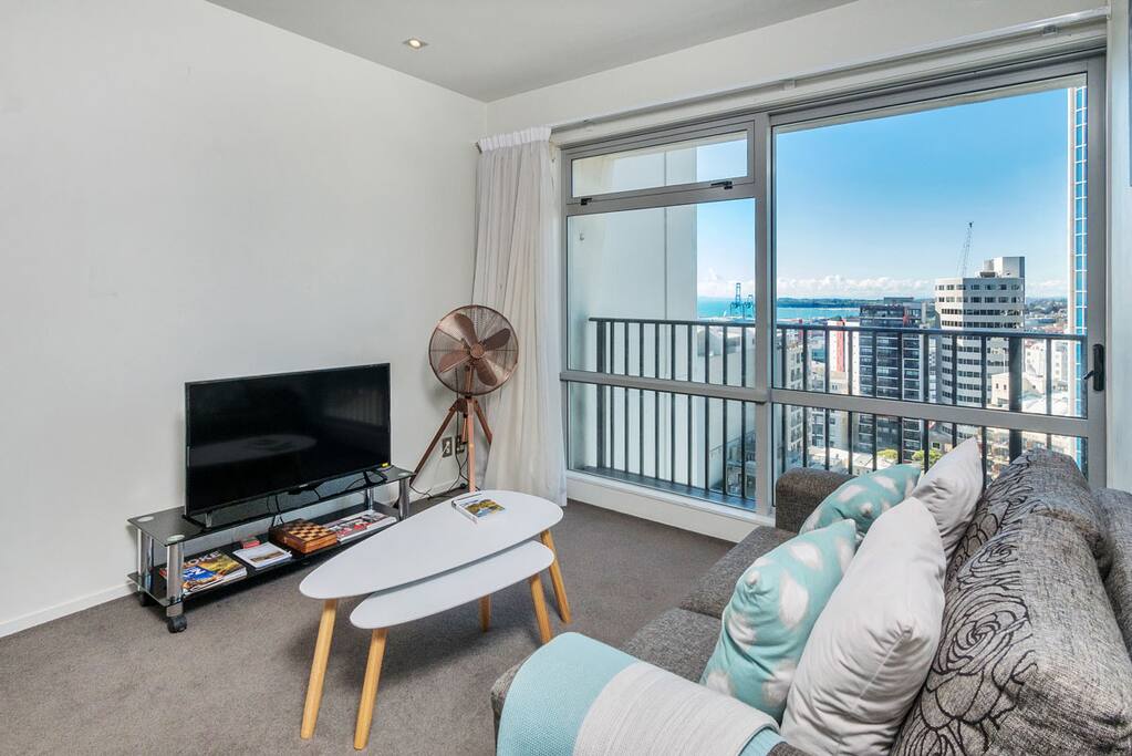 Comfortable lounge with sea views.