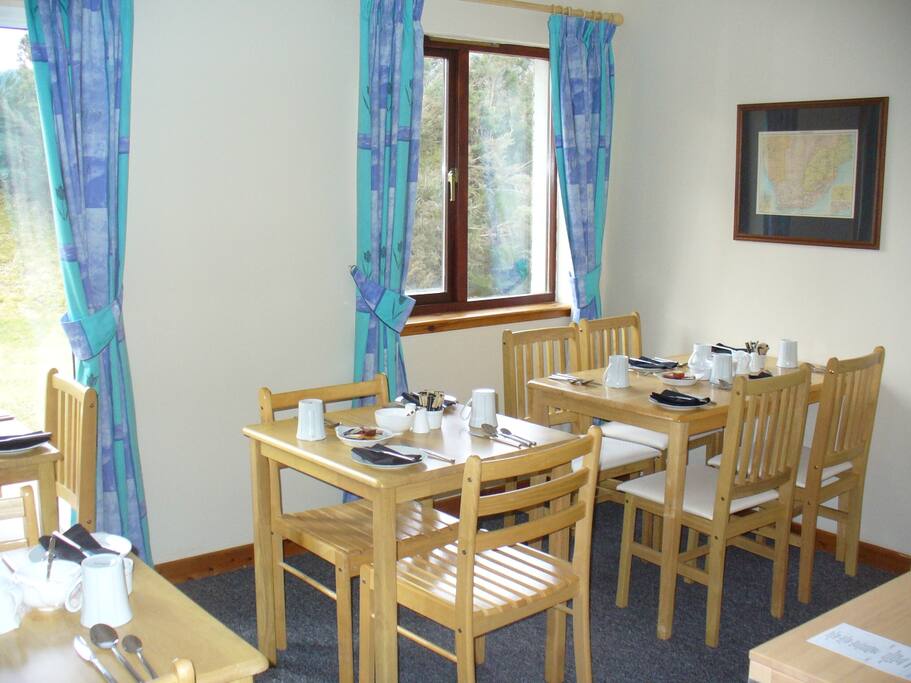The dining room looks out over the back garden