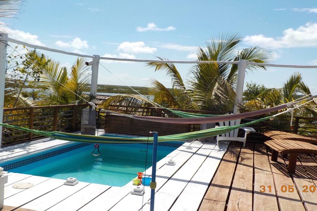 Second floor terrace with pool and Hamocks