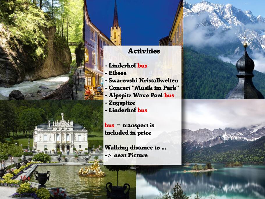 Many Activities and World Famous places right next to the apartment