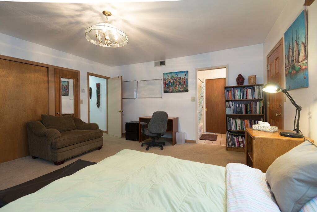 Large Room with desk and large chair!