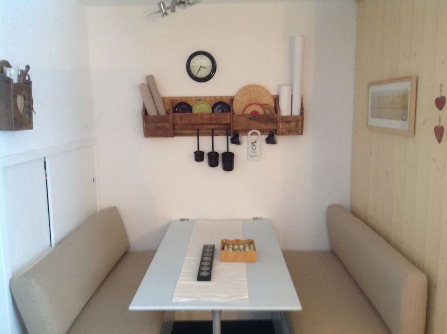 Dining area that makes up to a comfortable double bed