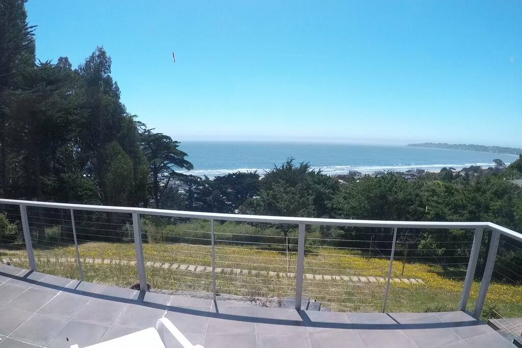 View from the dining and living rooms and kitchen.