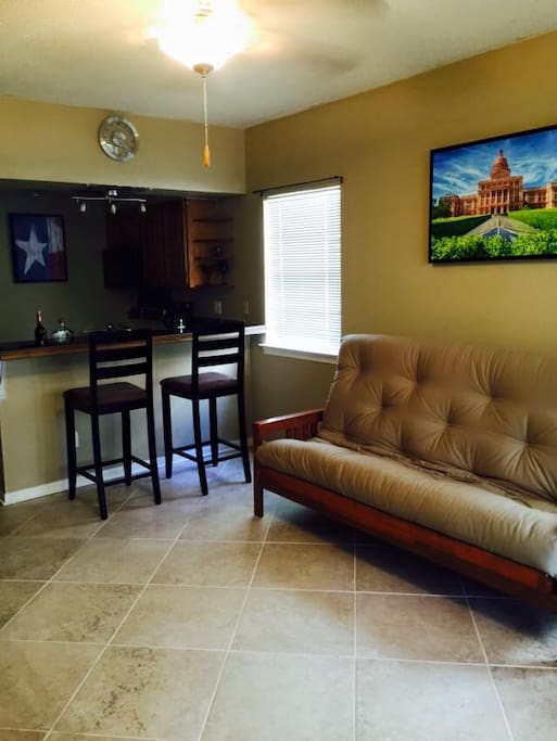 Living room with comfortable futon