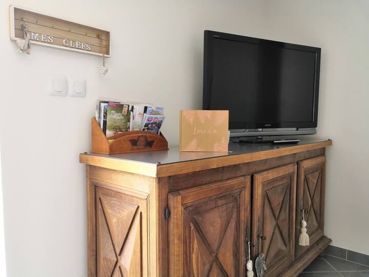 Living room with widescreen TV